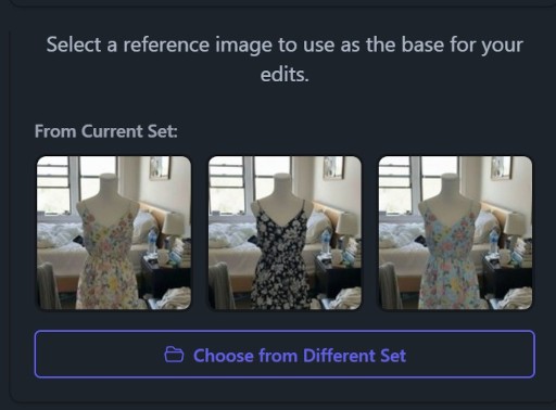 Choosing reference image from different set