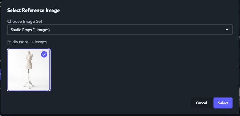 Reference image selection modal