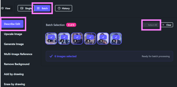 Select all images in Batch mode