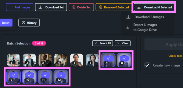 Download or export headshots
